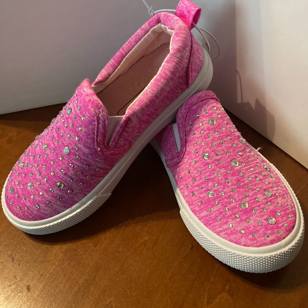 NEW SHOES GIRLS PINK WITH SPARKLES SLIP ON SHOES